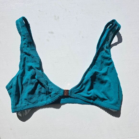 Savage X Fenty Bralette front closure no wire Women's size L blue green color - Picture 5 of 6